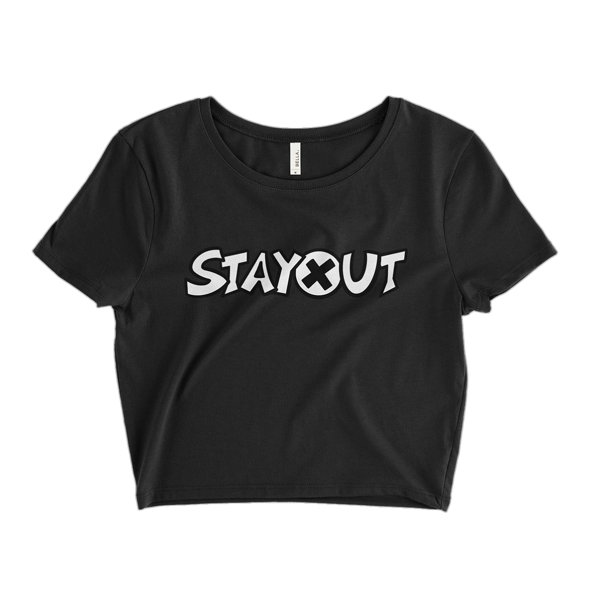 Stay Out White Logo Crop Tee