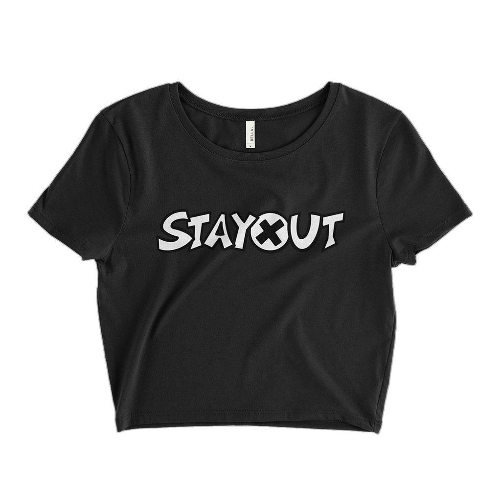 Stay Out White Logo Crop Tee