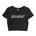 Stay Out White Logo Crop Tee