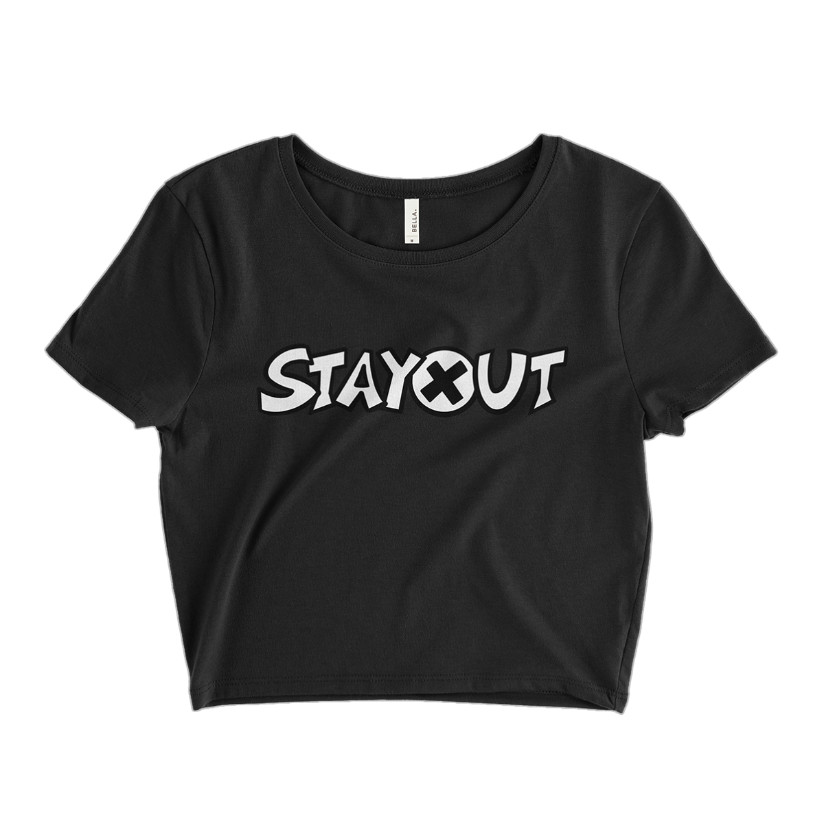 Stay Out White Logo Crop Tee
